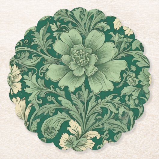 Sage Green Vintag Floral Muster Untersetzer (Vorderseite)