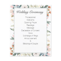 Sage Green Vintag Floral Wedding Programm