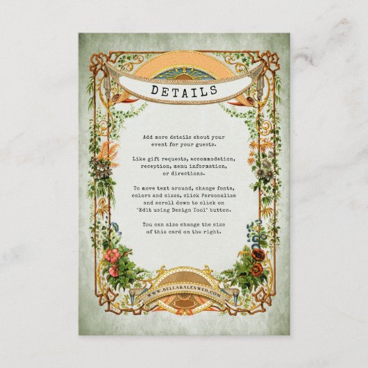 Sage Green Vintag Garden Greenery Stilvoll Begleitkarte (Vorderseite)