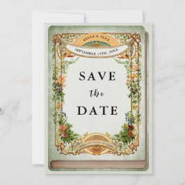 Sage Green Vintag Library Book Secret Garden Save The Date