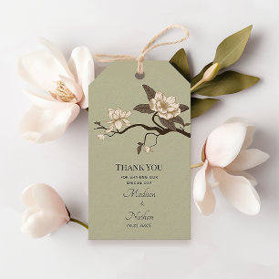 Sage Green Vintag Magnolia Wedding Vielen Dank Geschenkanhänger