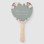 Sage Green Vintag Rose Kinderdusche Danke Fächer (Vorderseite)