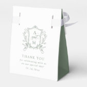 Sage Green Vintag Wappen Hochzeit Danke Geschenkschachtel (Rückseite)