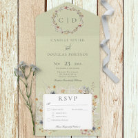 Sage Green Vintag Wildblume Romantisches Abendesse