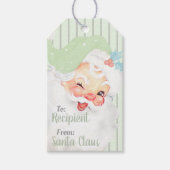 Sage Green Vintag Winking Santa Claus Weihnachten Geschenkanhänger (Vorderseite)