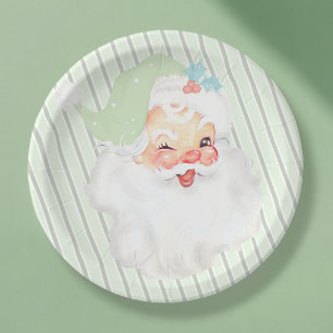 Sage Green Vintag Winking Weihnachts-Party Pappteller