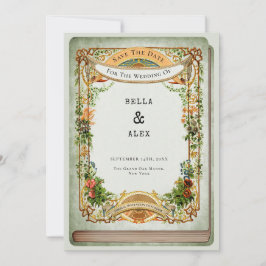 Sage Green Vintage Bibliothek Save The Date
