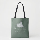 Sage Green Vintage Castle Illustration Wedding Tasche (Vorderseite)