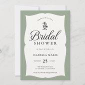 Sage Green Vintage Classic Bridal Shower Einladung (Vorderseite)
