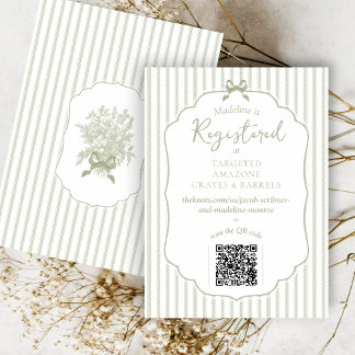 Sage Green Vintage Floral Bow Cute Bridal Shower Begleitkarte