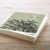 Sage Green Vintage Floral Monogram Wedding Serviette