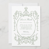 Sage Green Vintage Frame Wedding Photo Dankeskarte (Vorderseite)
