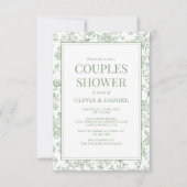 Sage Green Vintage French Floral Couples Shower Einladung (Vorderseite)