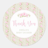 Sage Green Vintage Rose Thank You Runder Aufkleber (Vorderseite)