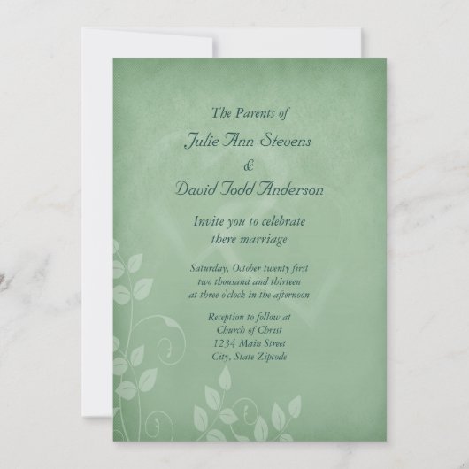 Sage Green Vintage Wedding Einladung (Vorderseite)