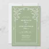 Sage Green Vintage Wedding Einladung (Vorderseite)