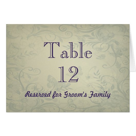 Sage Green Vintage Wedding Tischnummer (Vorderseite (Horizontal))