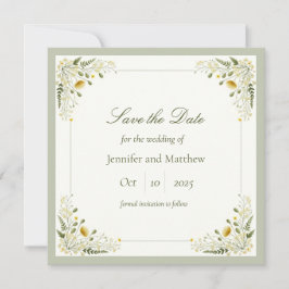 Sage Green Vintage Wildblumen Save the Date Einladung