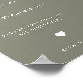 Sage Green wähle einen Platz aus, kein Side Weddin Poster (Ecke)