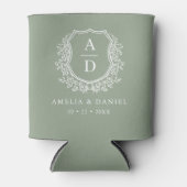 Sage Green Wappen Moderne Monogram Wedding Dosenkühler (Vorderseite)