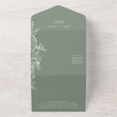 Sage Green Wappen Monogram 3 Foto QR Code Hochzeit All In One Einladung (Außenbereich)