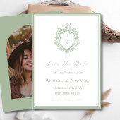 Sage Green Wappen Monogram & Foto Save The Date