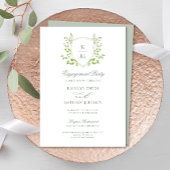 Sage Green Wappen Monogram Modern Engagement Party Einladung