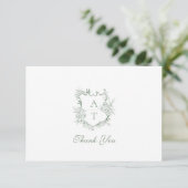 Sage Green Wappen Monogram Wedding Dankeschön Card Dankeskarte (Stehend Vorderseite)