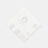 Sage Green Wappen Monogram Wedding Serviette (Ecke)