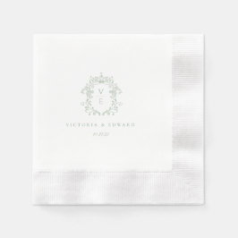 Sage Green Wappen Monogram Wedding Serviette