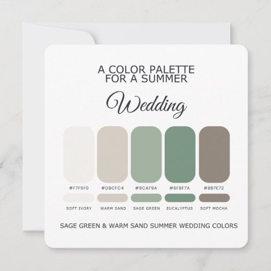 Sage Green & Warm Sand Summer Wedding Palette Card Einladung (Vorderseite)