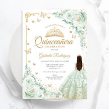 Sage Green Water Rose Gold Quinceanera