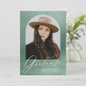 Sage Green Watercolor Arch Foto Abschluss Ankündigung (Stehend Vorderseite)