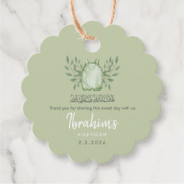 Sage Green Watercolor Baby Boy Aqeeqah Geschenkanhänger