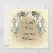 Sage Green Watercolor Blume Goldene Hochzeit Einladung (Vorderseite)