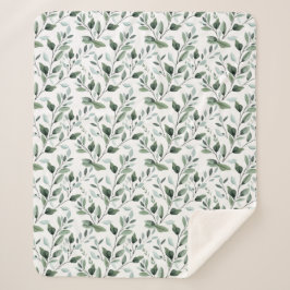 Sage Green Watercolor Boho Botanische Blätter Gesc Sherpadecke