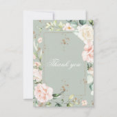 Sage Green Watercolor Floral Quinceñera Dankeskarte (Vorderseite)