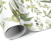 Sage Green Watercolor French Country Chic Olives Geschenkpapier (Rolleneckpunkt)