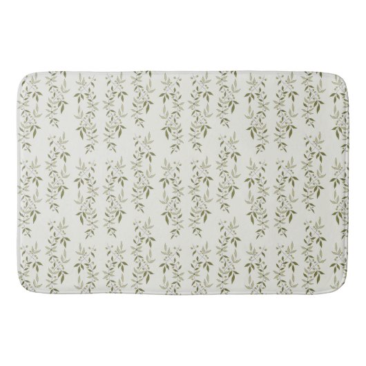 Sage Green Watercolor French Country Olive Pattern Badematte (Vorderseite)