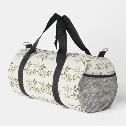 Sage Green Watercolor French Country Olive Pattern Duffle Bag (Rechte Ecke)
