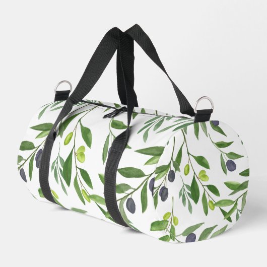 Sage Green Watercolor French Country Olive Pattern Duffle Bag (Linke Seite)