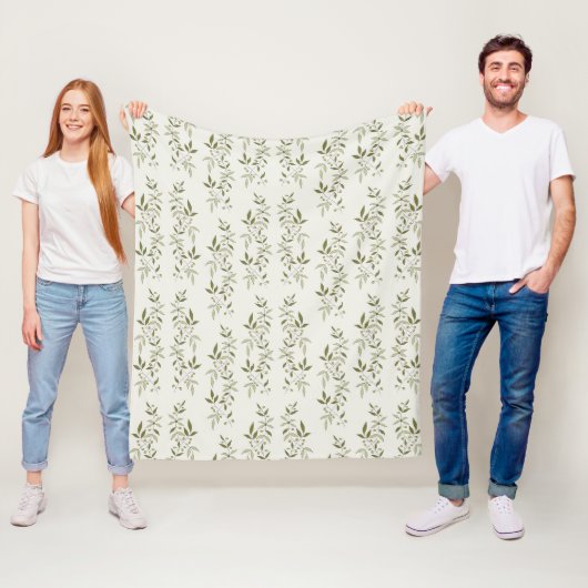 Sage Green Watercolor French Country Olive Pattern Fleecedecke (Beispiel)