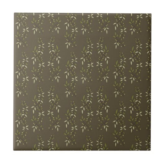 Sage Green Watercolor French Country Olive Pattern Fliese (Vorderseite)