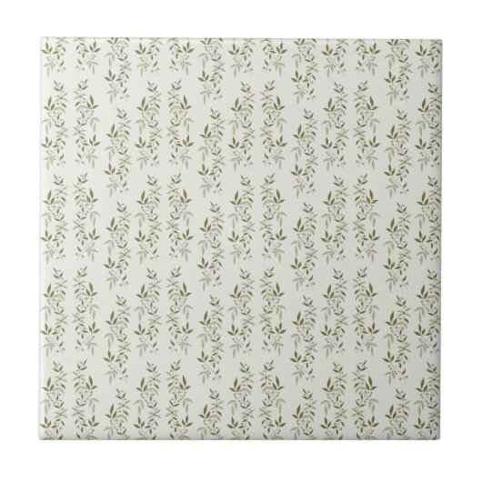 Sage Green Watercolor French Country Olive Pattern Fliese (Vorderseite)