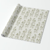 Sage Green Watercolor French Country Olive Pattern Geschenkpapier (Ungerollt)