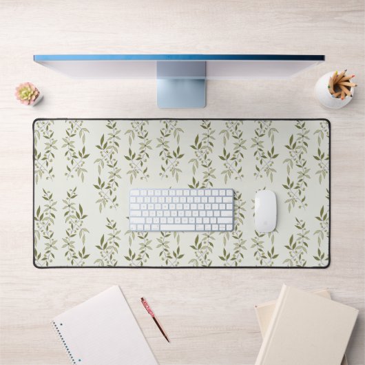 Sage Green Watercolor French Country Olive Pattern Schreibtischunterlage (Büro 1)