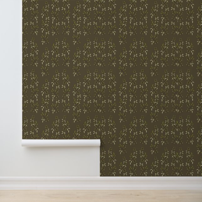 Sage Green Watercolor French Country Olive Pattern Tapete (Anwendung)
