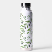 Sage Green Watercolor French Country Olive Pattern Trinkflasche (Links)