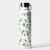 Sage Green Watercolor French Country Olive Pattern Trinkflasche (Rückseite)