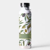 Sage Green Watercolor French Country Olive Pattern Trinkflasche (Links)